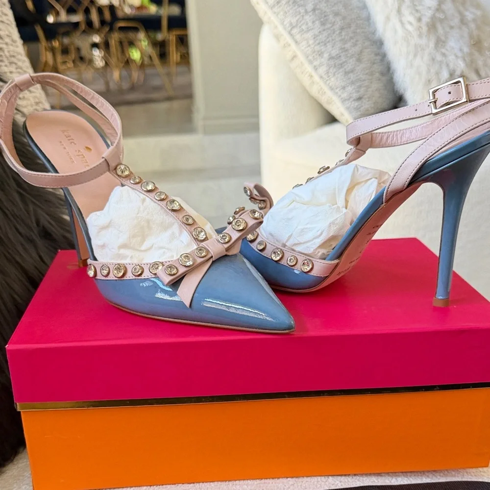 Kate Spade Pink and Blue Studded Heels - Picture 1 of 4